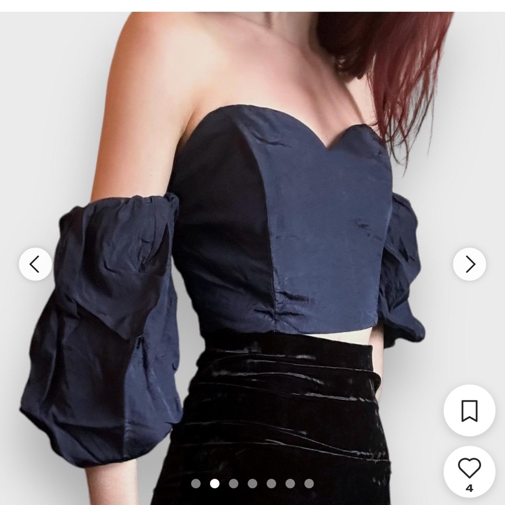 Forever 21 navy off shoulder corset top size small